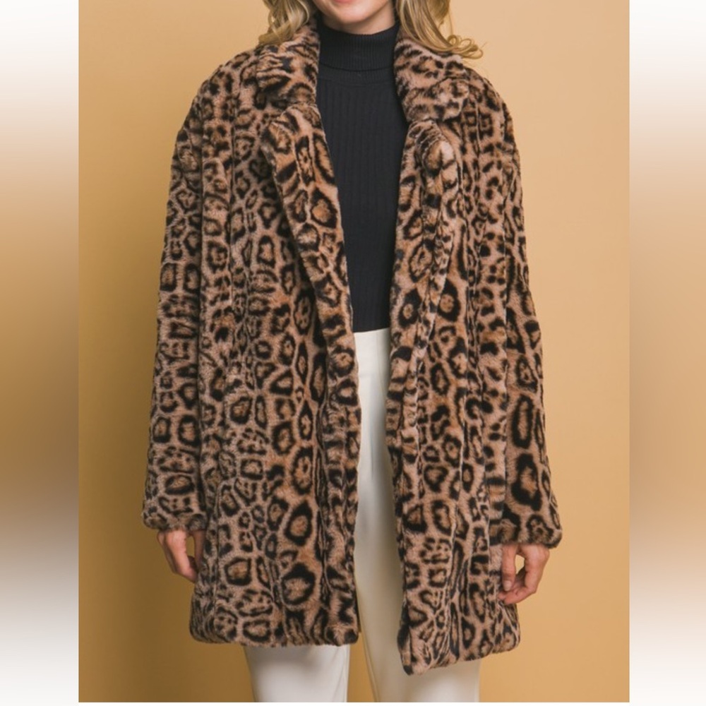 Leopard Print Faux Fur Coat